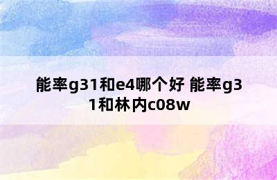 能率g31和e4哪个好 能率g31和林内c08w